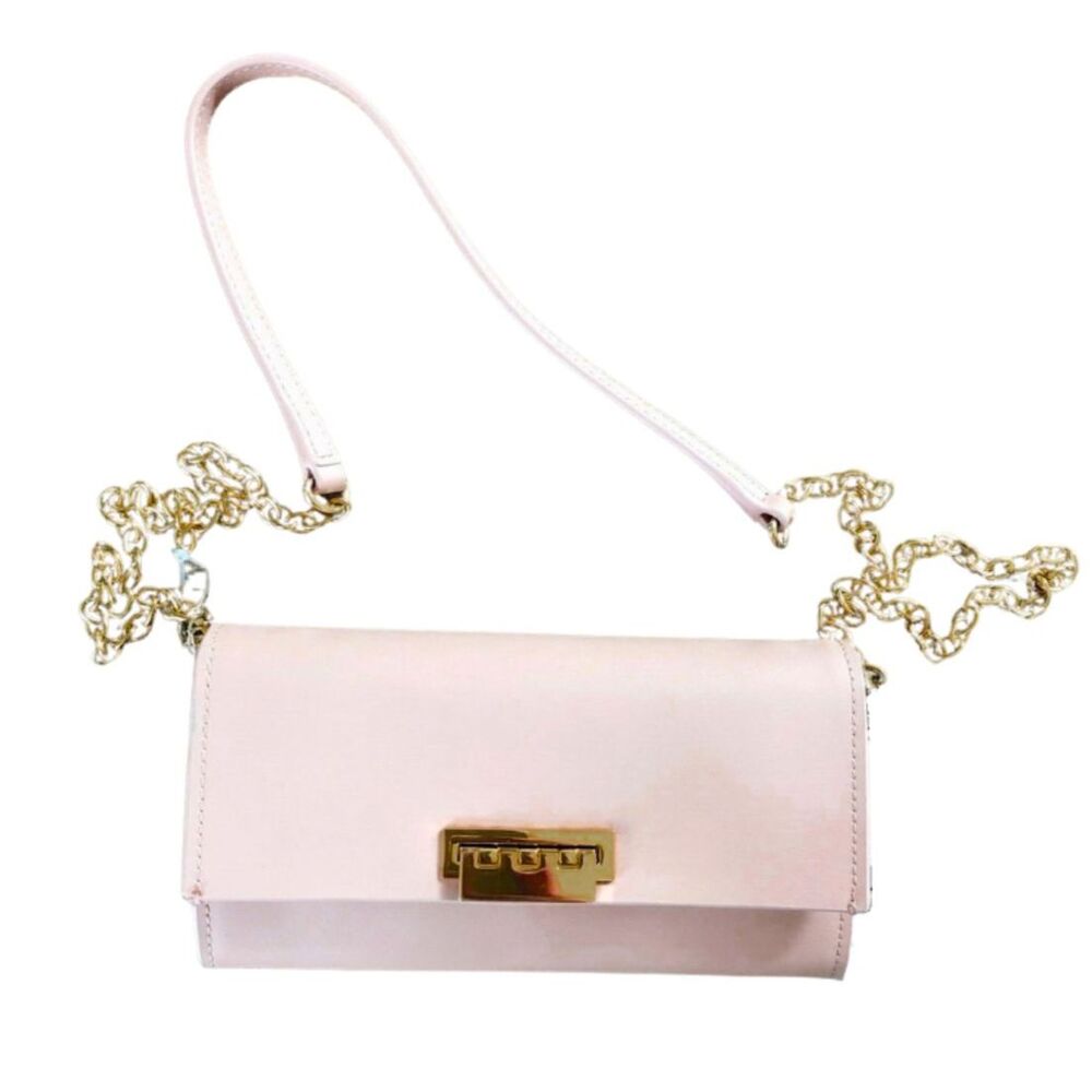 ZAC Zac Posen Eartha Wallet Crossbody Bag on Chain Leather Pink Gold NWoT
